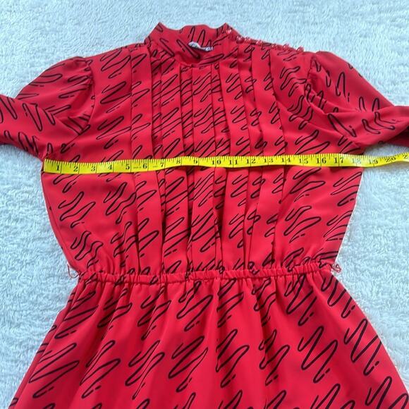 Vintage Kenny Classics belted red and black patterned secretary dress, s-med - Picture 6 of 10
